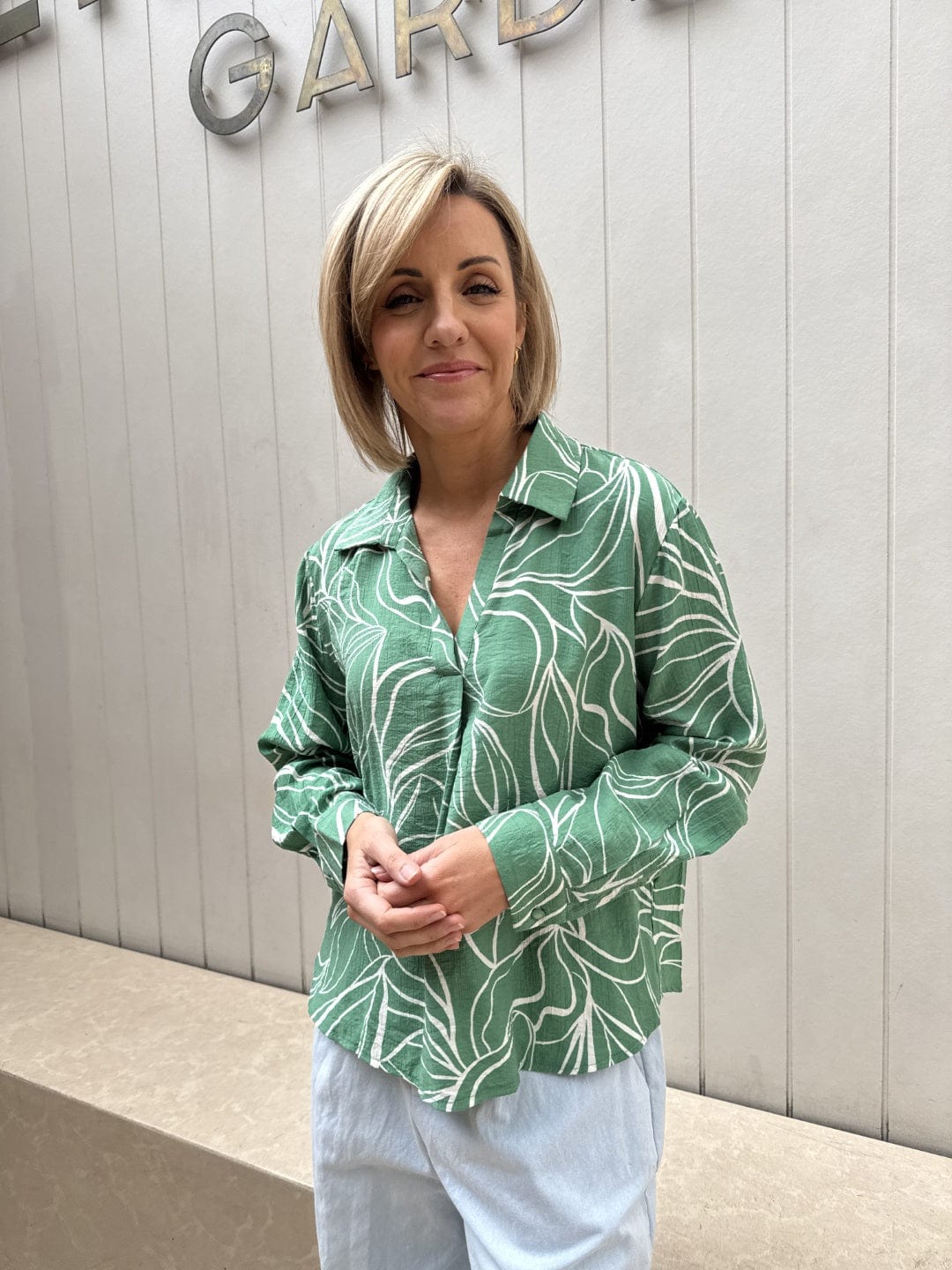 Buy 122169B - Sunny Girl - Print Shirt - Green by Sunny Girl - at Hamish + Grace