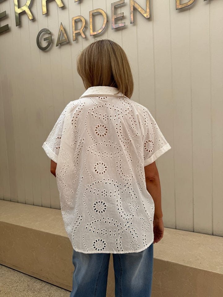 Buy 122215A - Sunnygirl - Broderie Shirt - White by Sunny Girl - at Hamish + Grace