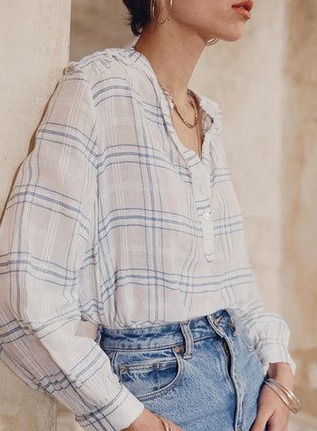 AMELIE BLOUSE - BLUE CHECK