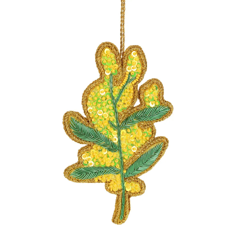 Golden Wattle Sequin Tree Hanging Decoration