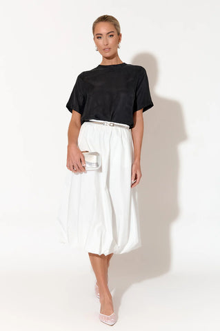 Adorne - Kenna Poplin Bubble Skirt in White