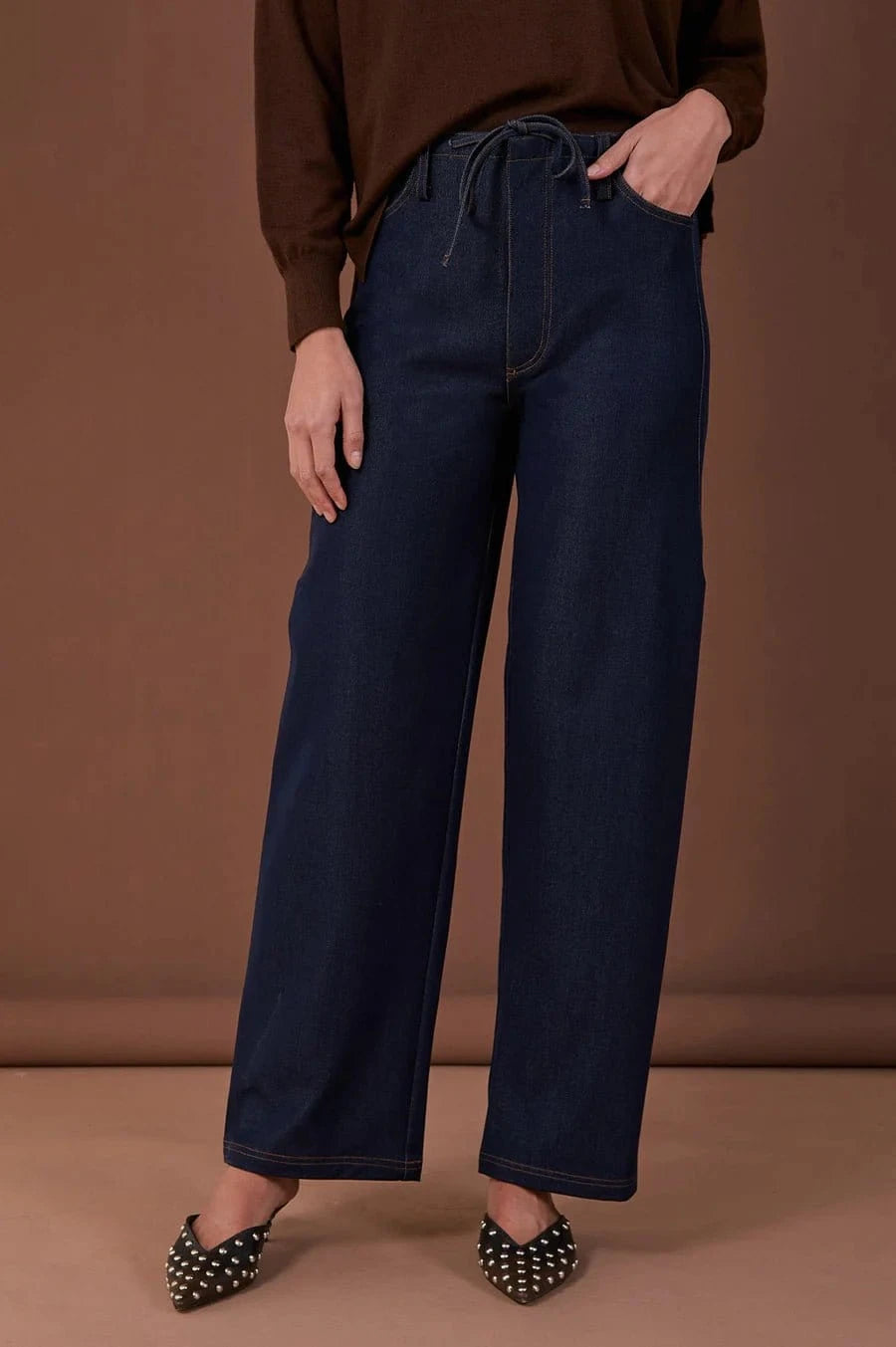 Adorne Fashion Adorne - Chandler Drape Denim Pant (Denim)