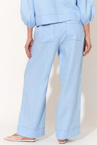 Buy Adorne - June Contrast Stitch Linen Pant (Blue) by Adorne - at Hamish & Grace