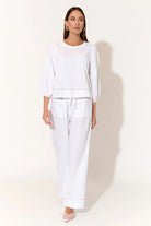 Buy Adorne - June Contrast Stitch Linen Pant (White) by Adorne - at Hamish & Grace