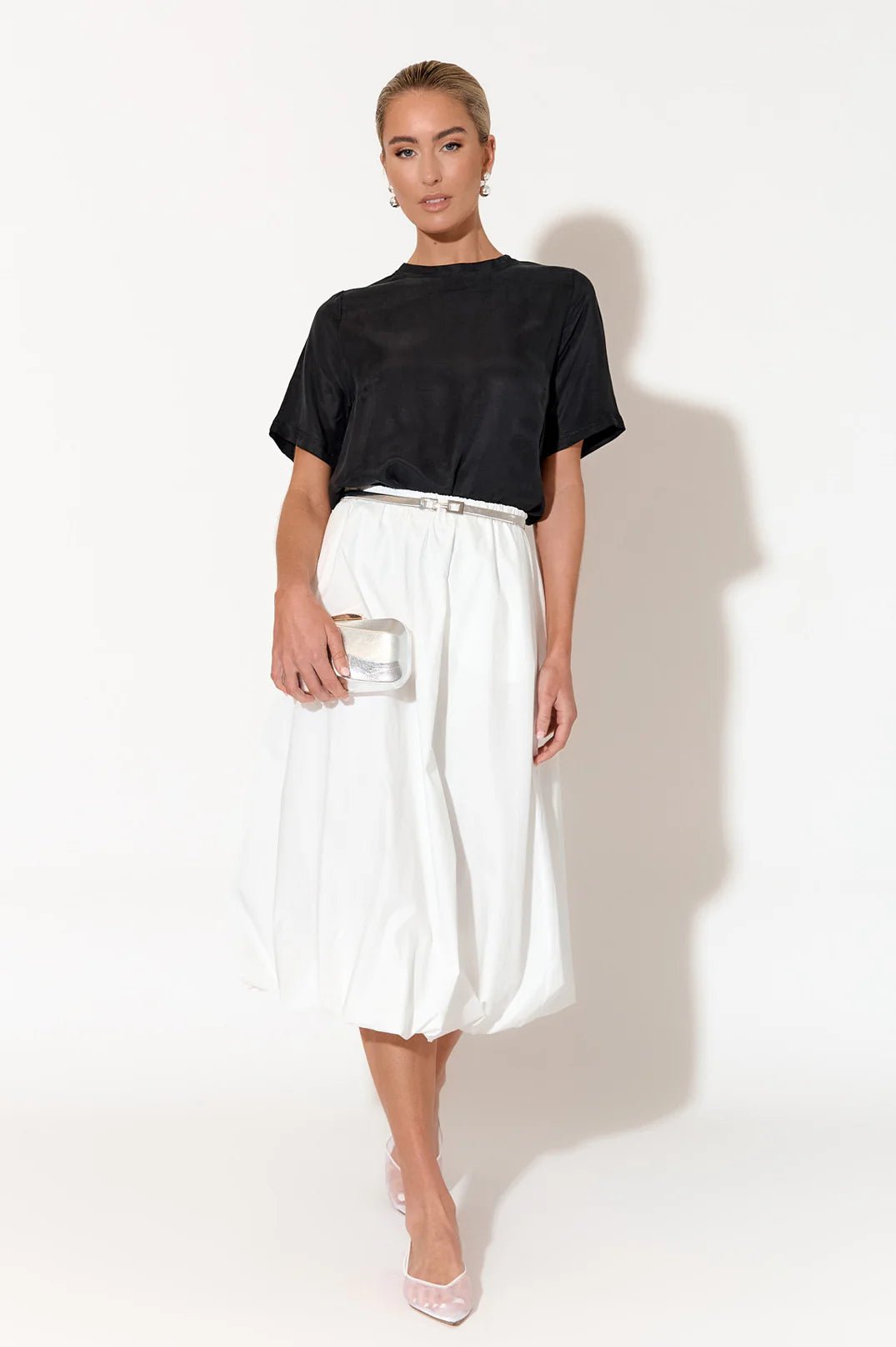 Buy Adorne - Kenna Poplin Bubble Skirt in White by Adorne - at Hamish & Grace