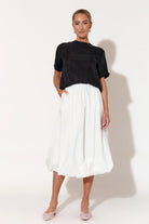 Buy Adorne - Kenna Poplin Bubble Skirt in White by Adorne - at Hamish & Grace