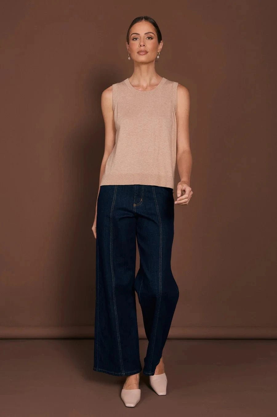 Buy Adorne - Tilly Cotton Cashmere Knit Top - Camel by Adorne - at Hamish + Grace