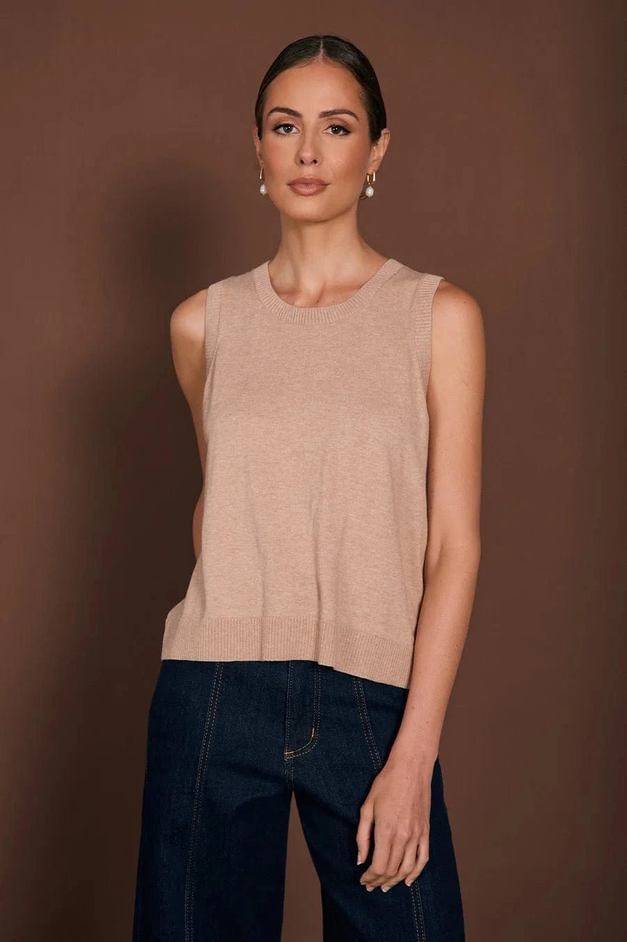Buy Adorne - Tilly Cotton Cashmere Knit Top - Camel by Adorne - at Hamish + Grace