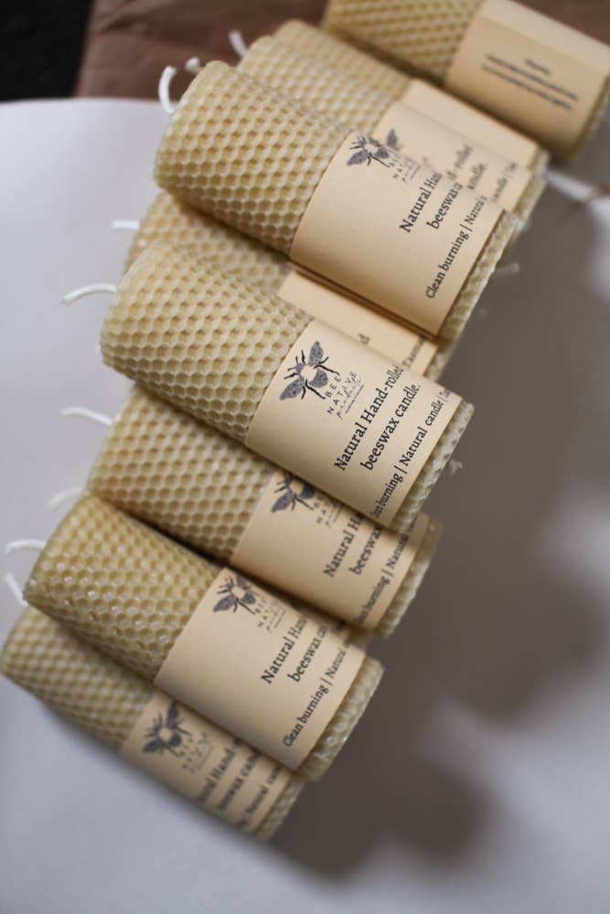 Bee native products Homewares Beeswax rolled candle - 12cm tall
