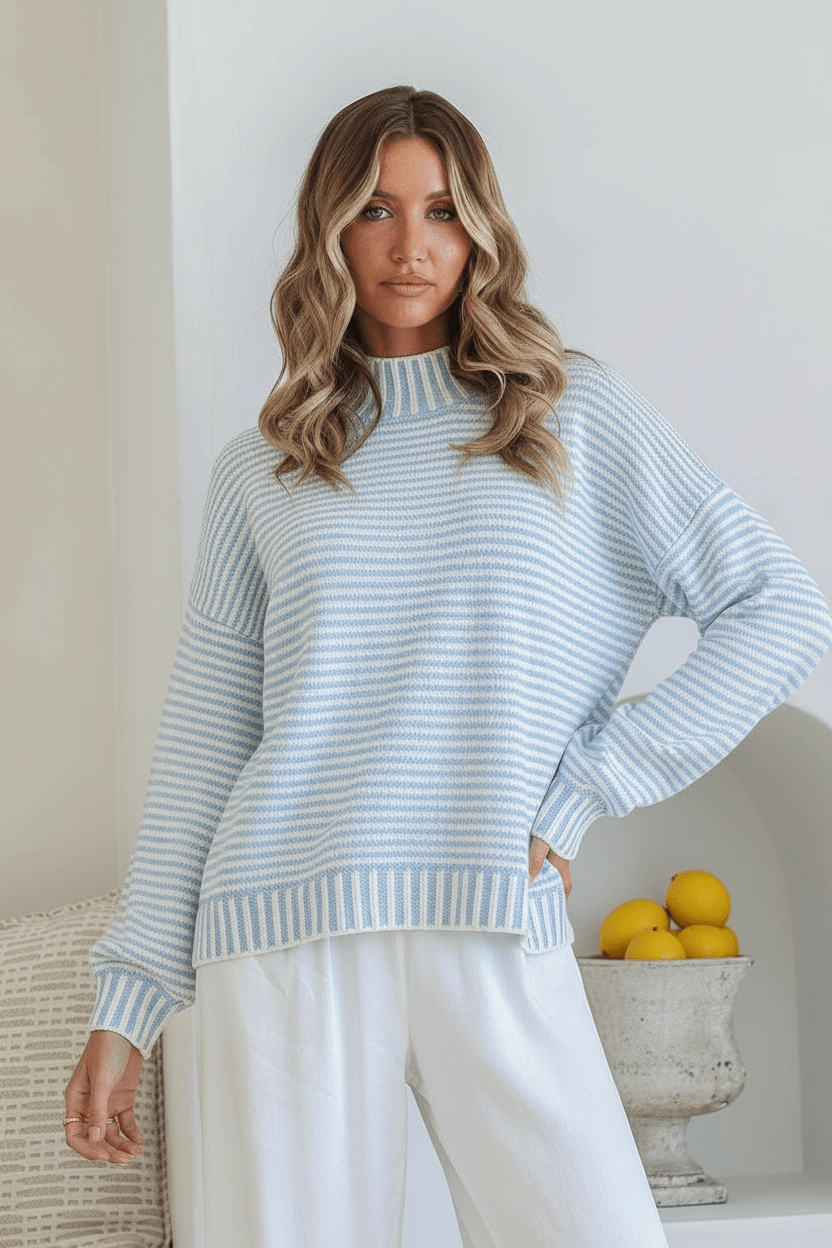 Buy Billie Stripe Knit - Blue/White by Miss Marlow - at Hamish + Grace