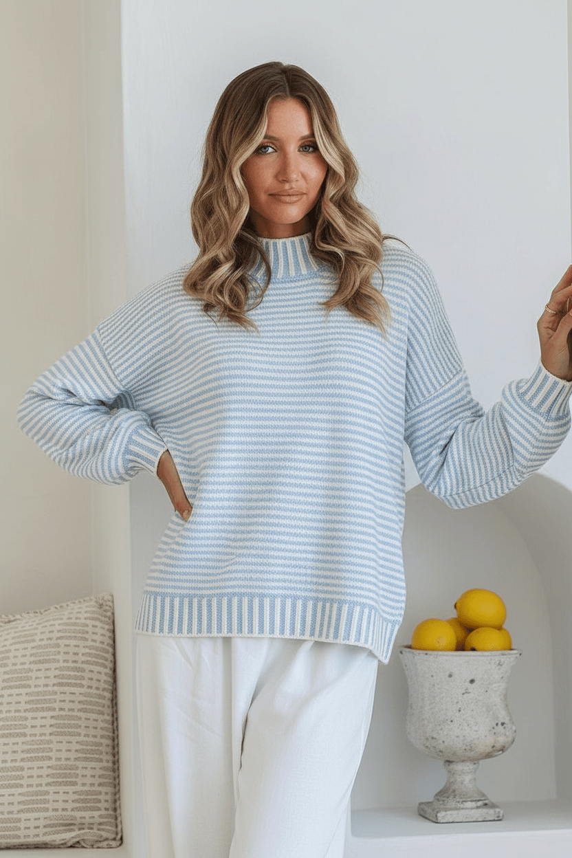 Buy Billie Stripe Knit - Blue/White by Miss Marlow - at Hamish + Grace