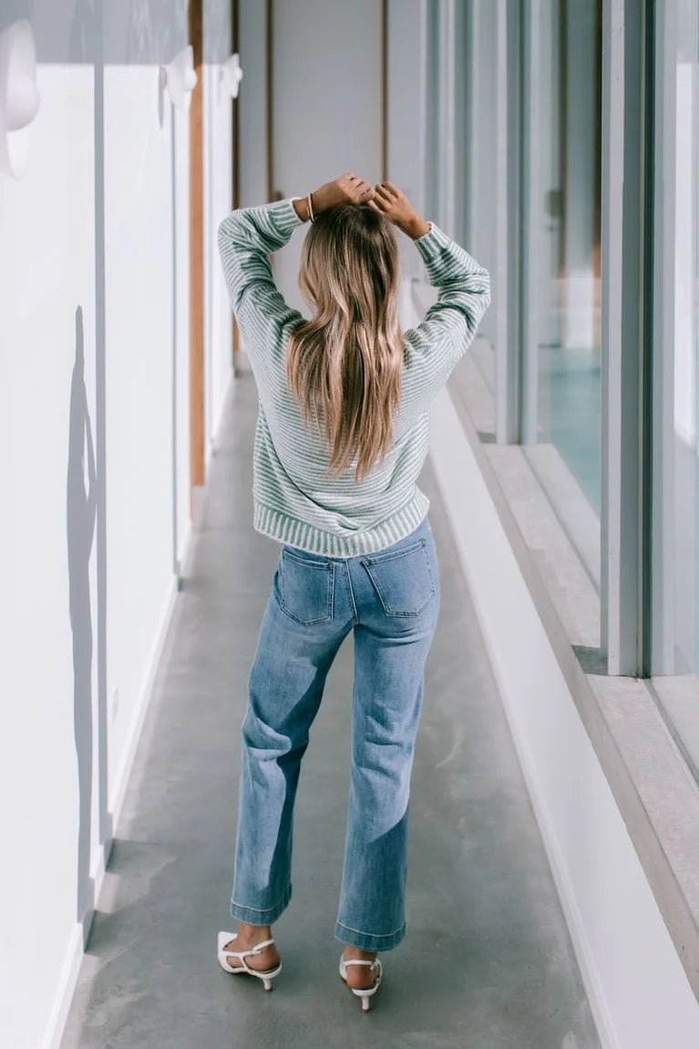Buy Billie Stripe Knit - Sage by Miss Marlow - at Hamish + Grace