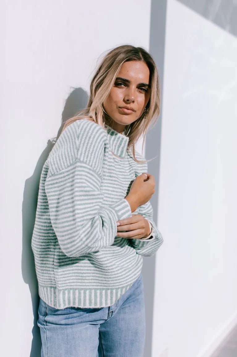 Buy Billie Stripe Knit - Sage by Miss Marlow - at Hamish + Grace