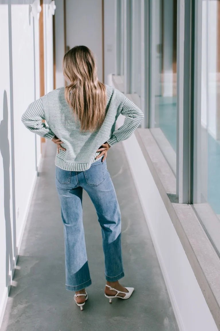 Buy Billie Stripe Knit - Sage by Miss Marlow - at Hamish + Grace