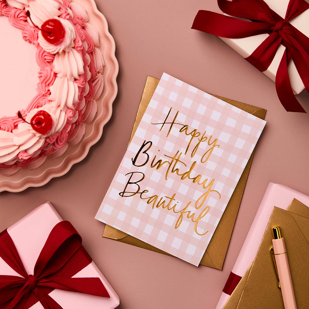 Buy Birthday Card | Happy Birthday Beautiful | Signature Foil Greeting Card by Gabrielle & Celine Greeting Cards Australia - at Hamish + Grace
