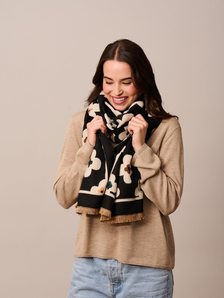 Buy Black Flower Scarf by Tiger Tree - at Hamish & Grace