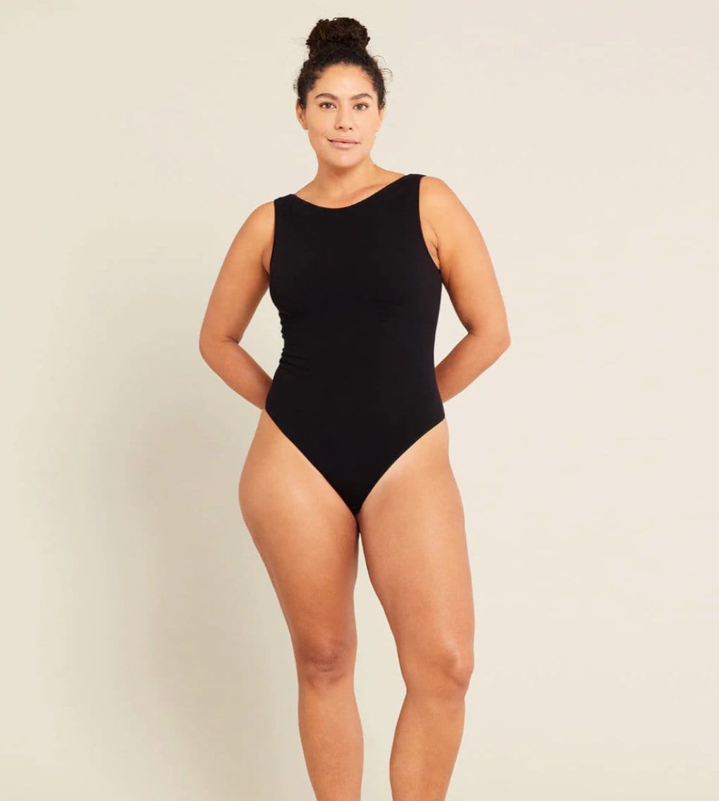 Boody Fashion Boody - Women's Ribbed Boat Neck Bodysuit Black
