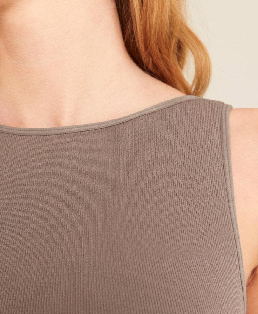 Boody Fashion Boody - Women's Ribbed Boat Neck Bodysuit Taupe