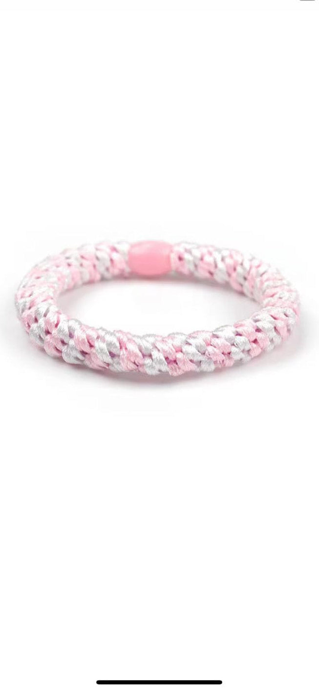 Buy Braided Hair Tie - Pale Pink and White by Hamish + Grace - at Hamish + Grace