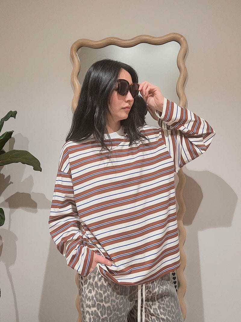 Buy By Frankie - AMIAH LONG SLEEVE TEE BROWN STRIPE by Little Lies - at Hamish + Grace