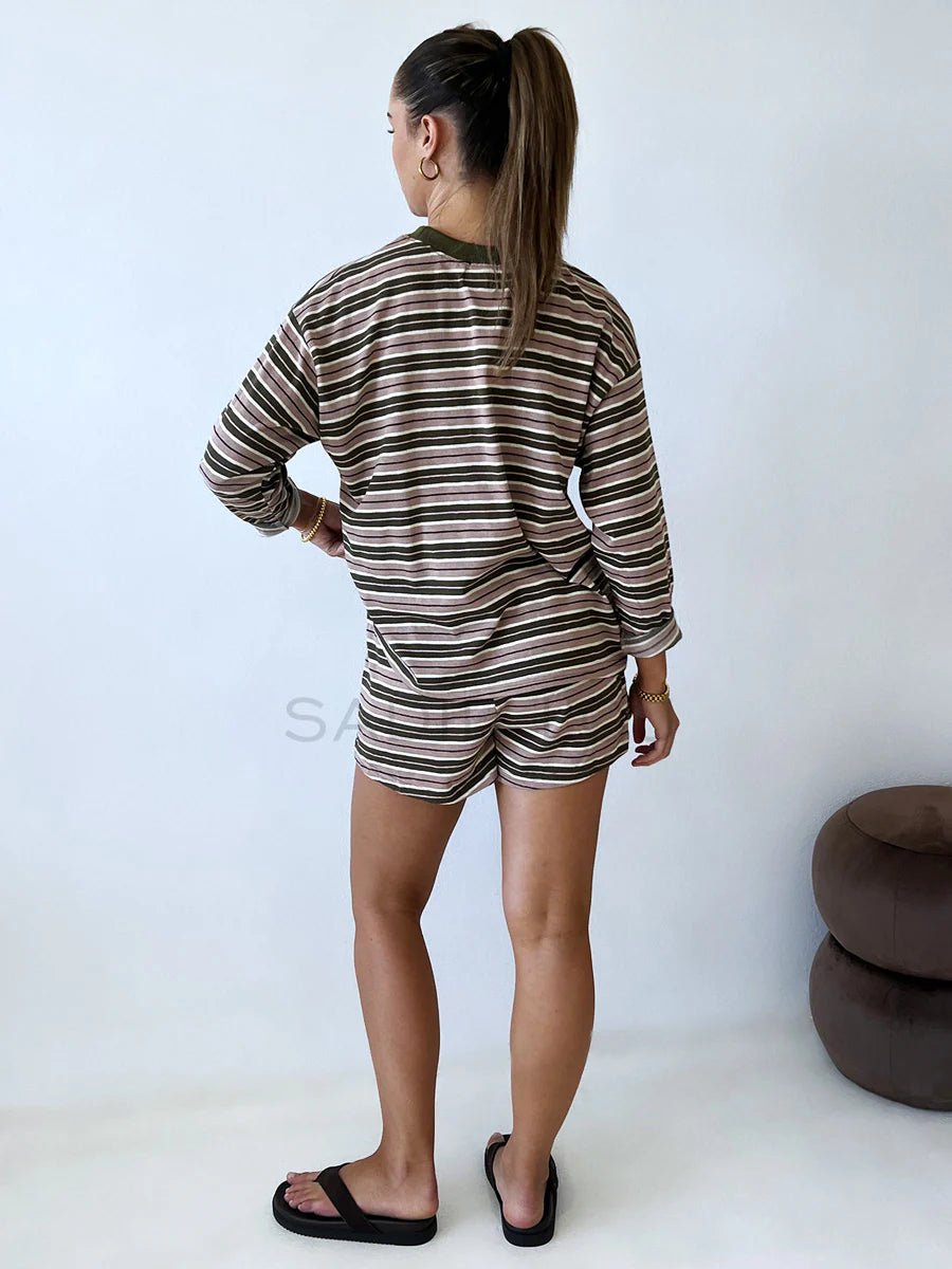 Buy By Frankie - Billie Set - Khaki Stripe by By Frankie - at Hamish + Grace
