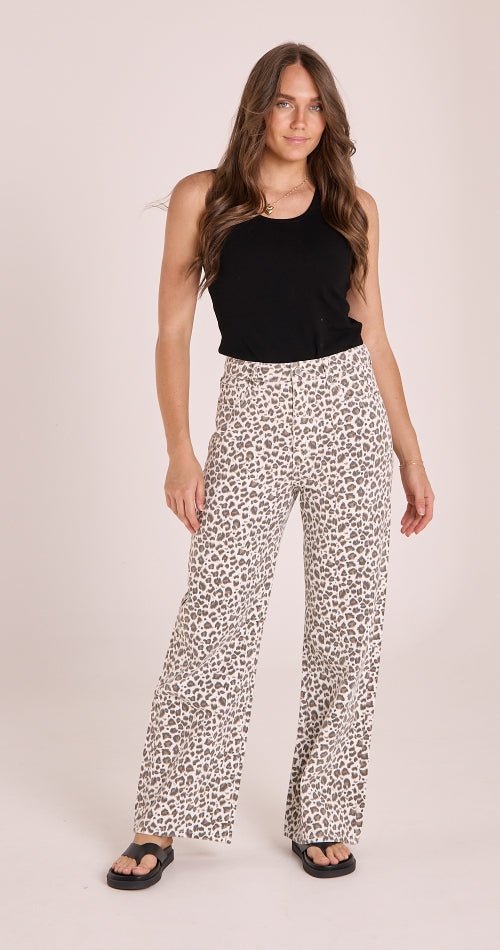 Buy Cassie Wide Leg Jean - Leopard by Feather & Noise - at Hamish & Grace