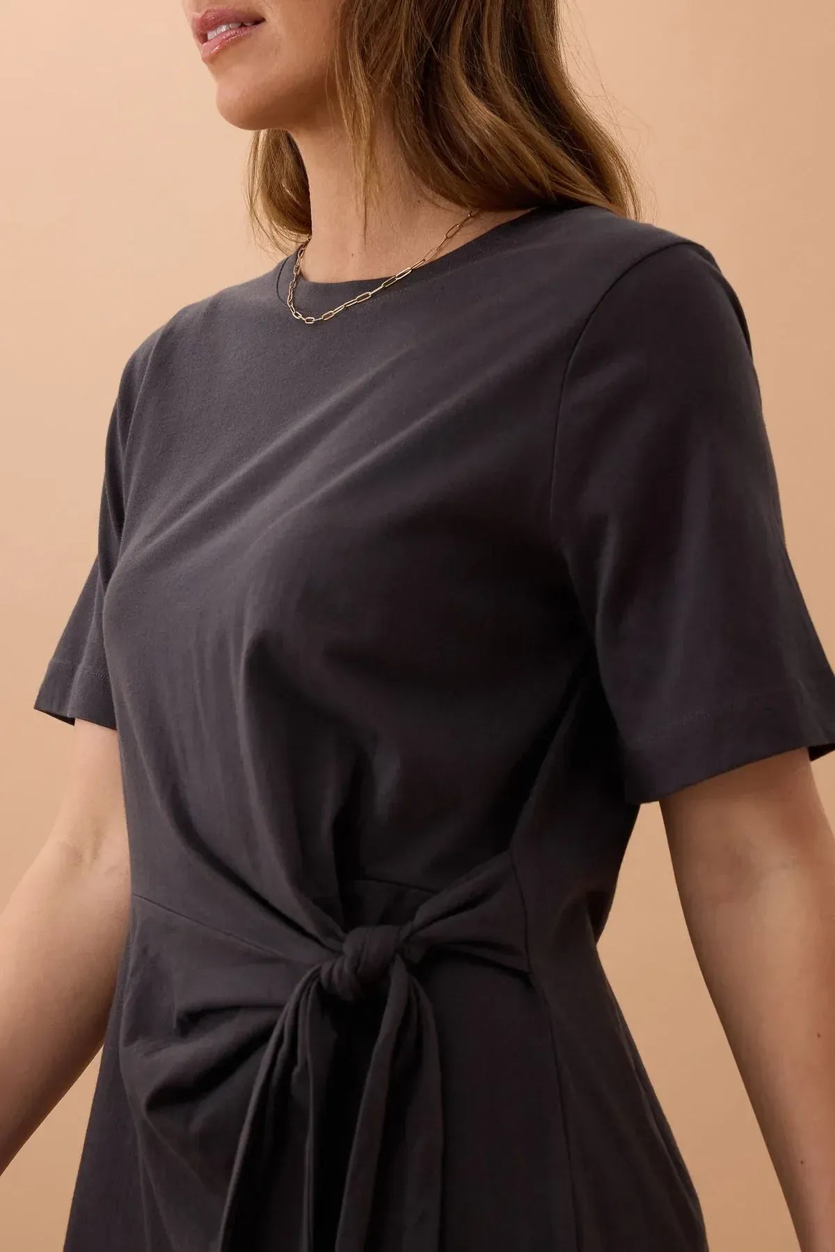 Buy Ceres - AGNES TIE MINI TEE DRESS/PHANTOM by Ceres Life - at Hamish + Grace