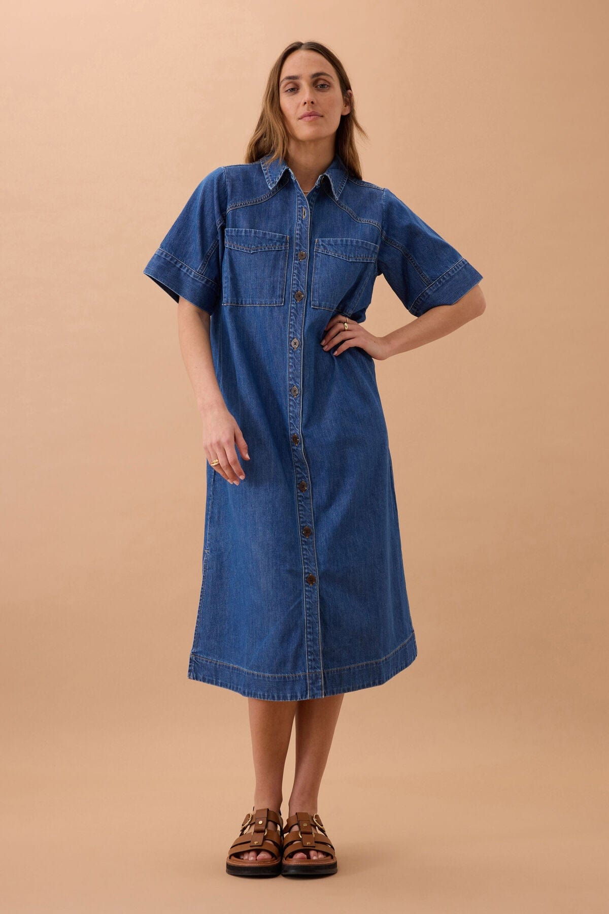 Buy Ceres - Ava Short Sleeve Midi Dress - Fresh Indigo by Ceres Life - at Hamish + Grace