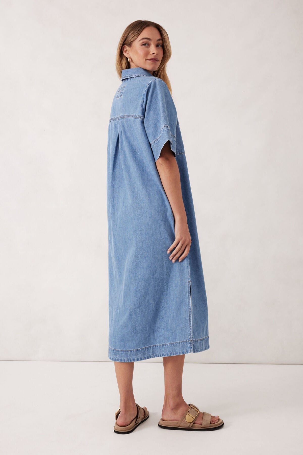 Buy Ceres - Ava Short Sleeve Midi Dress - Vintage Blue by Ceres Life - at Hamish + Grace