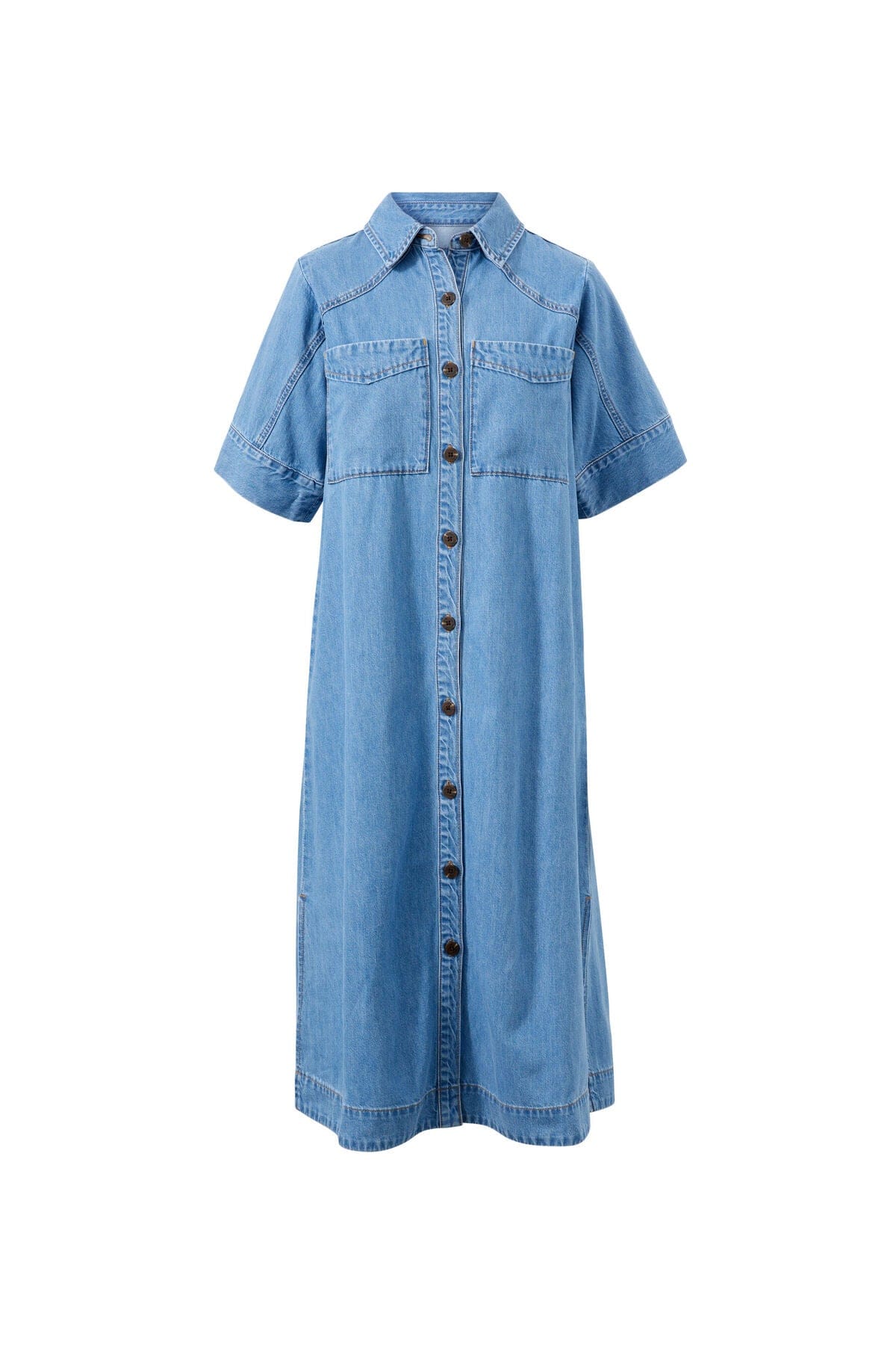 Buy Ceres - Ava Short Sleeve Midi Dress - Vintage Blue by Ceres Life - at Hamish + Grace