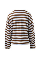 Buy Ceres - Beau Long Sleeve Slouchy Tee - cocoa sky blue stripe by Ceres Life - at Hamish + Grace