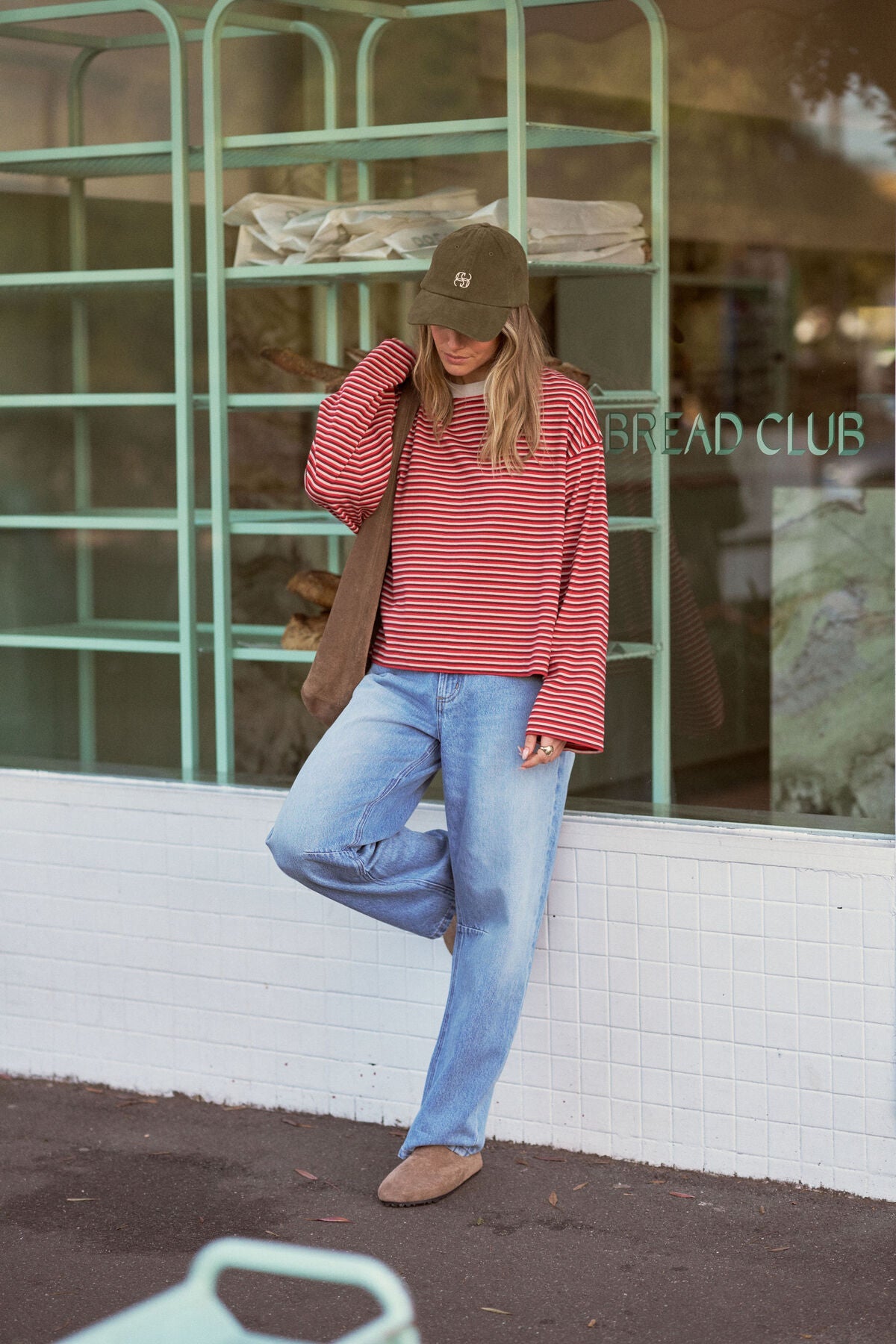 Buy Ceres - Beau Long Sleeve Slouchy Tee - mulberry/red/stone stripe by Ceres Life - at Hamish + Grace