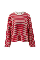 Buy Ceres - Beau Long Sleeve Slouchy Tee - mulberry/red/stone stripe by Ceres Life - at Hamish + Grace