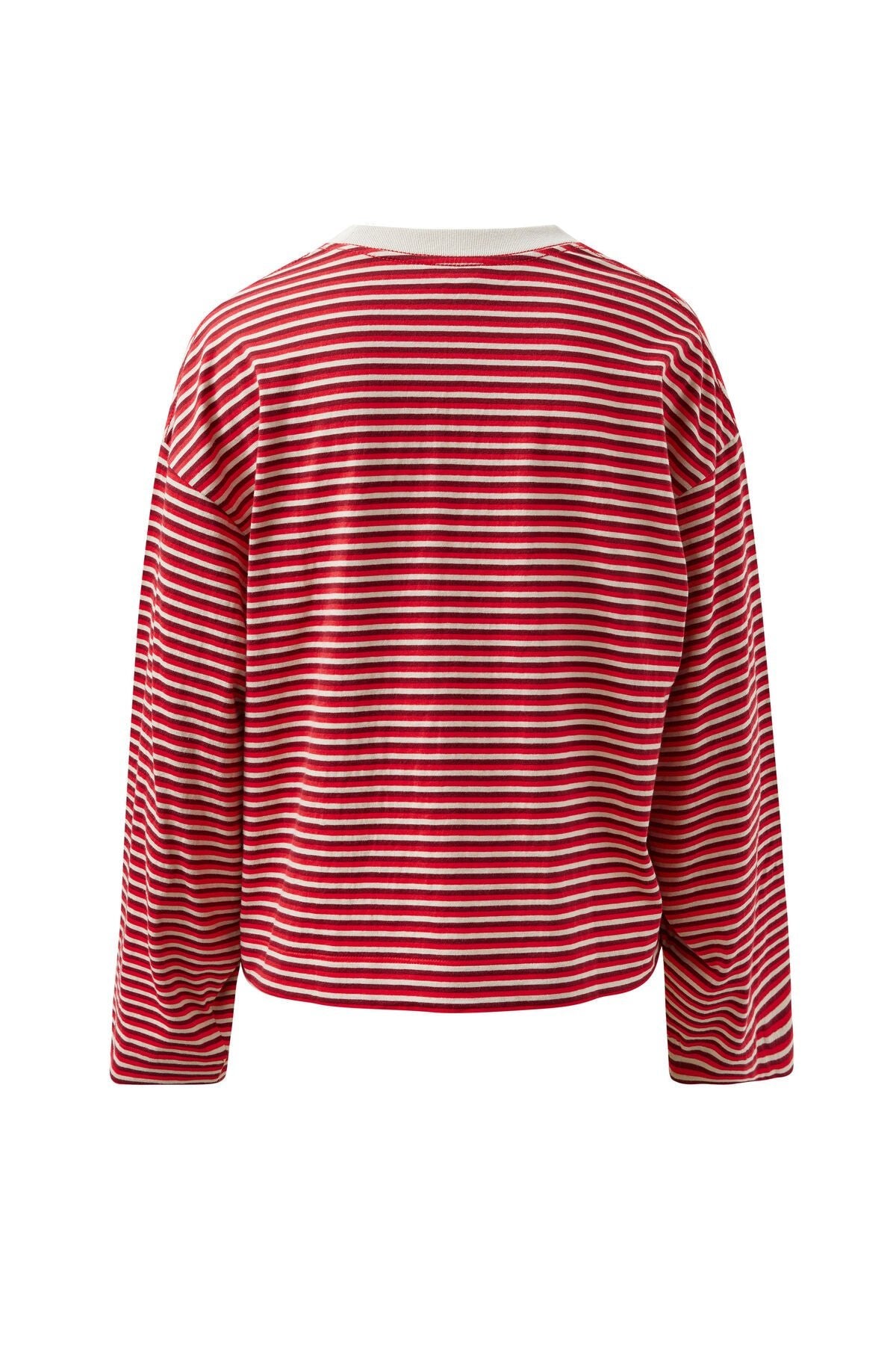 Buy Ceres - Beau Long Sleeve Slouchy Tee - mulberry/red/stone stripe by Ceres Life - at Hamish + Grace
