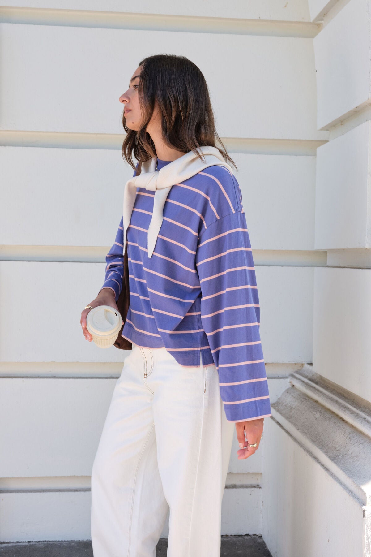 Buy Ceres - Beau Long Sleeve Slouchy Tee - Washed Navy/Pink Clay by Ceres Life - at Hamish + Grace
