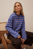 Buy Ceres - Beau Long Sleeve Slouchy Tee - Washed Navy/Pink Clay by Ceres Life - at Hamish + Grace