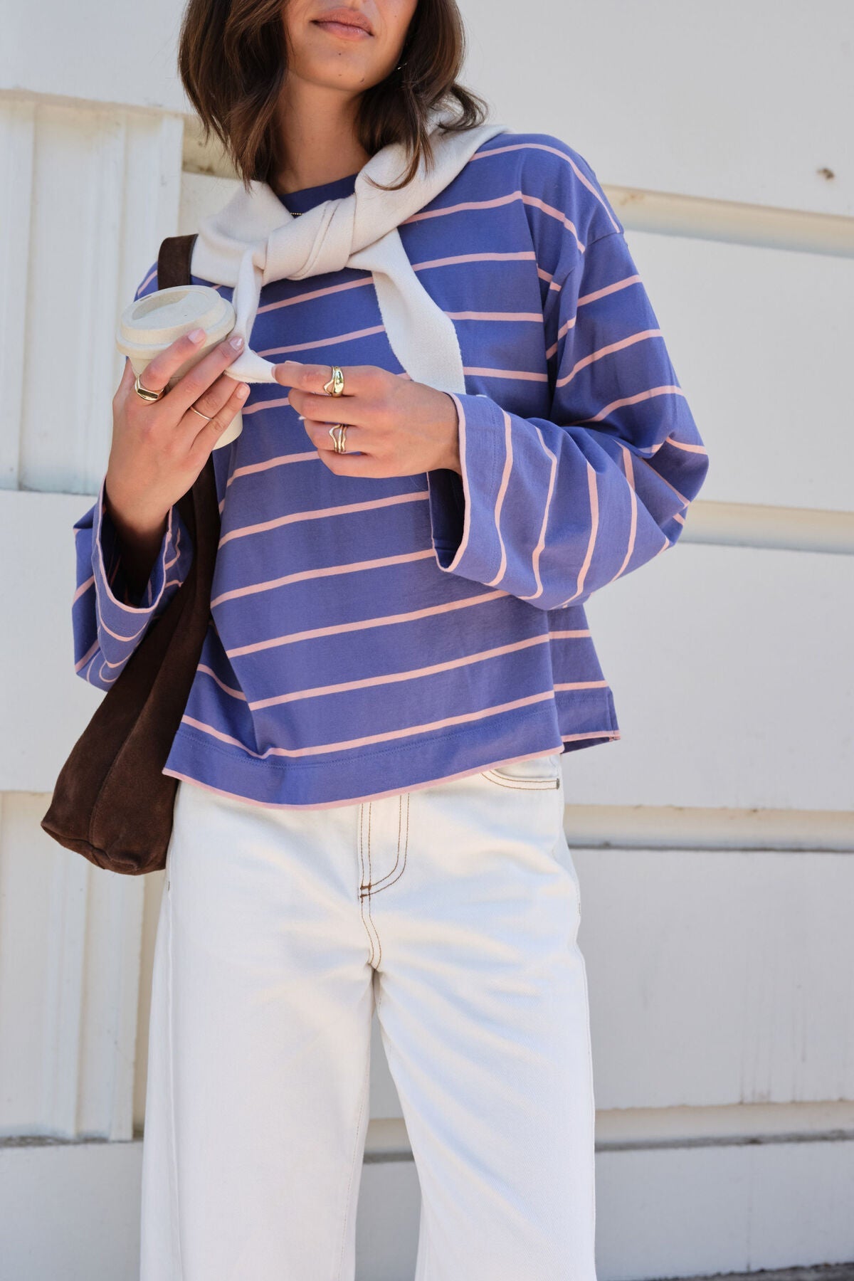Buy Ceres - Beau Long Sleeve Slouchy Tee - Washed Navy/Pink Clay by Ceres Life - at Hamish + Grace