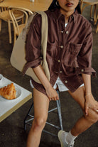 Buy Ceres Life - Bobbi Side Pocket Denim Shacket - Chocolate by Ceres Life - at Hamish + Grace