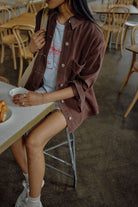 Buy Ceres Life - Bobbi Side Pocket Denim Shacket - Chocolate by Ceres Life - at Hamish + Grace