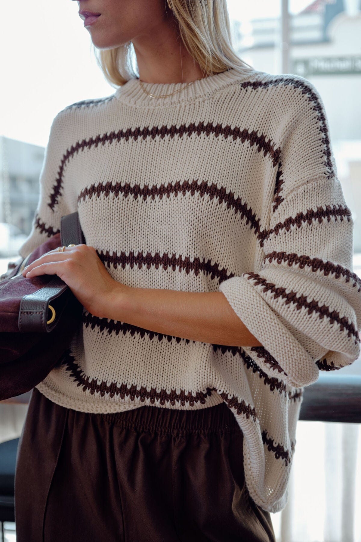 Ceres Life Fashion Ceres Life - Lila Oversized Knit Crew - Ecru