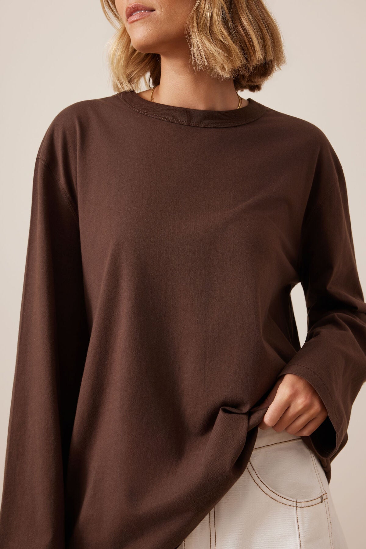 Buy Ceres Life - Finn Oversized Long Sleeve Tee - Chocolate by Ceres Life - at Hamish + Grace