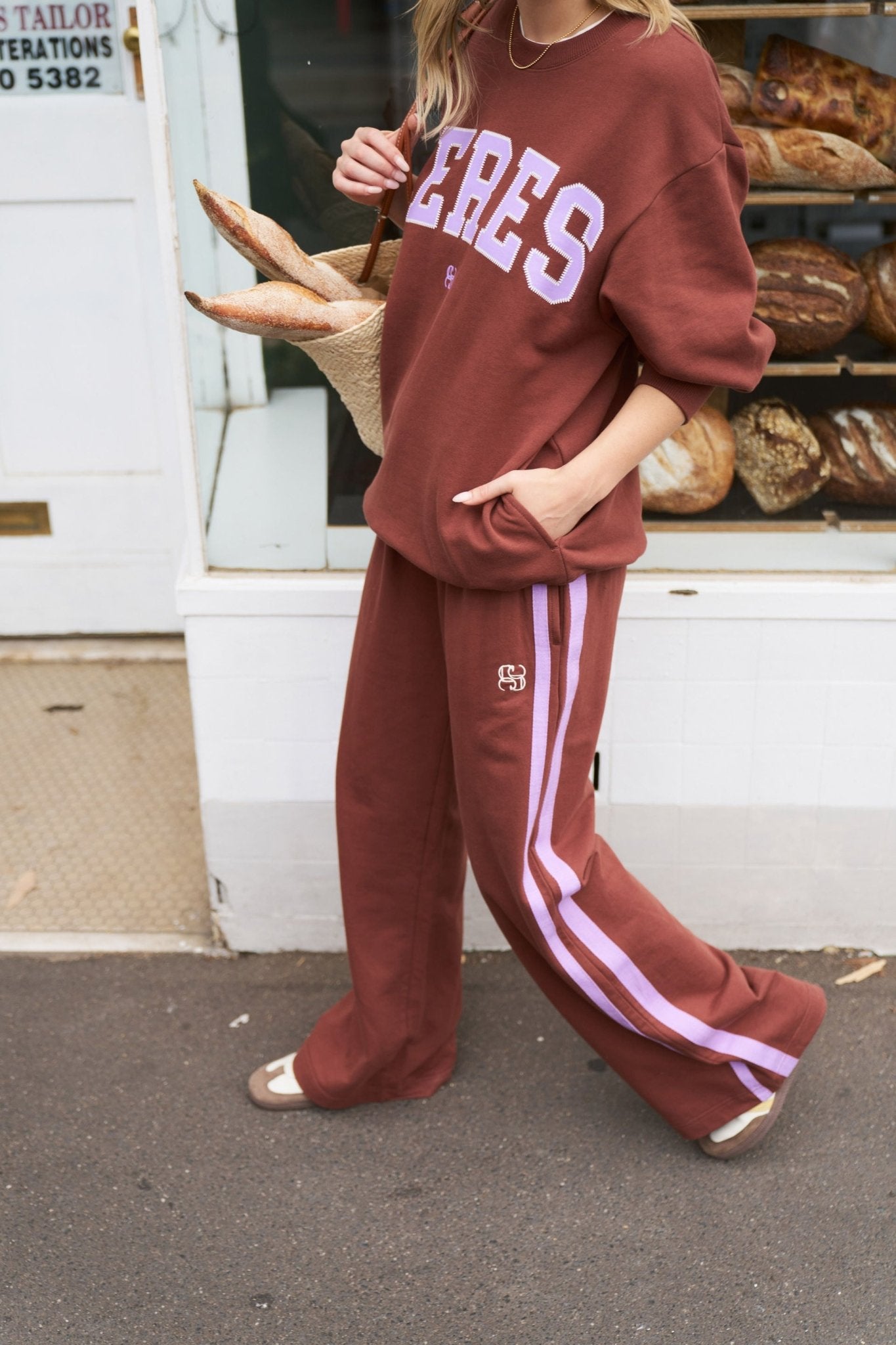 Buy Ceres Life - Gigi Wide Leg Terry Track pant - Burnt Toffee by Ceres Life - at Hamish + Grace