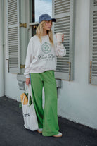 Buy Ceres Life - Gigi Wide Leg Terry Track pant - Pistachio by Ceres Life - at Hamish + Grace