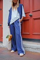 Buy Ceres Life - Gigi Wide Leg Terry Track pant - Washed Navy by Ceres Life - at Hamish + Grace