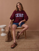 Buy Ceres Life - Isla Oversized Slouchy Crew Burgundy by Ceres Life - at Hamish + Grace