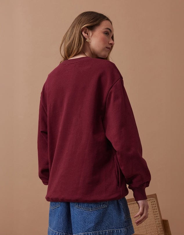 Buy Ceres Life - Isla Oversized Slouchy Crew Burgundy by Ceres Life - at Hamish + Grace