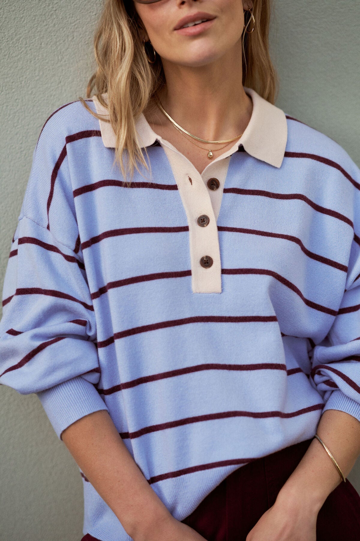 Buy Ceres Life - Jessa Rugby Knit - Sky Blue Stripe by Ceres Life - at Hamish + Grace