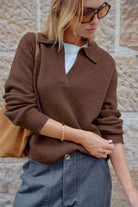 Buy Ceres Life - Kira Collared Knit - Chocolate by Ceres Life - at Hamish + Grace