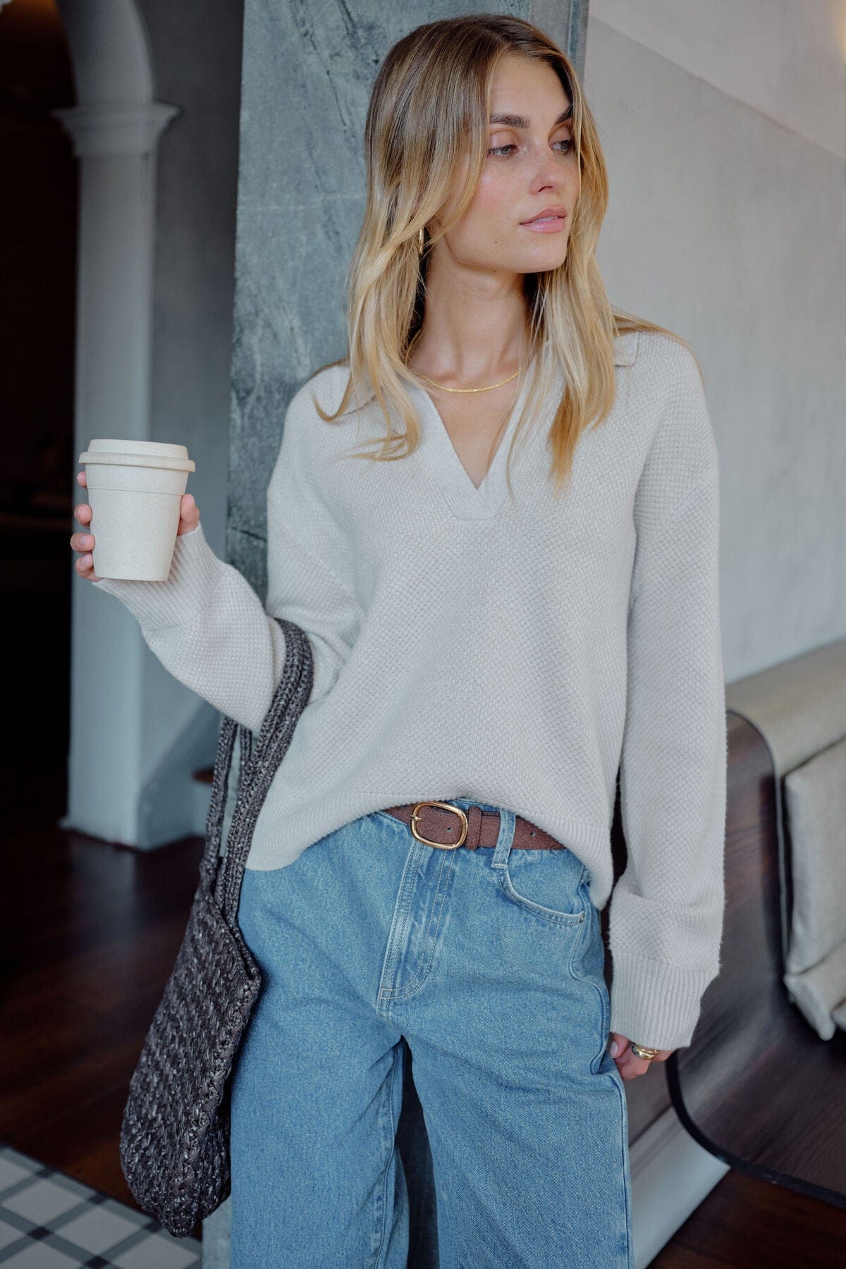 Buy Ceres Life - Kira Collared Knit - Oatmeal by Ceres Life - at Hamish + Grace