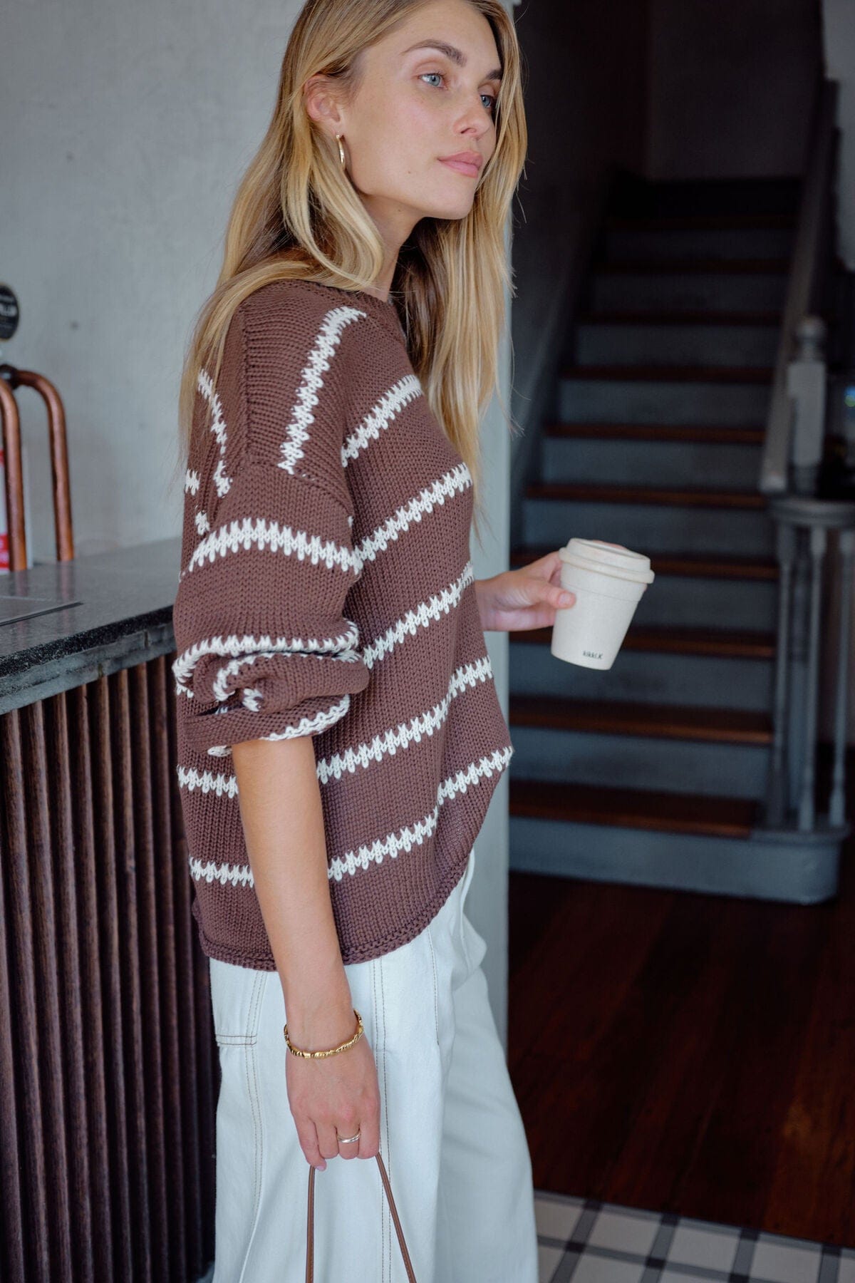 Buy Ceres Life - Lila Oversized Knit Crew - Chocolate by Ceres Life - at Hamish + Grace